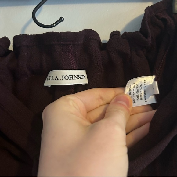 Ulla Johnson Army Pant Crepe Drop Rise Cargo Linen Blend Maroon/Dark Purple Red - Picture 4 of 4